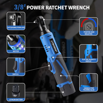 CYBOBAN 12V презареждаща литиева електрическа трещотков ключ с глава 90° и 4-позиционна дръжка