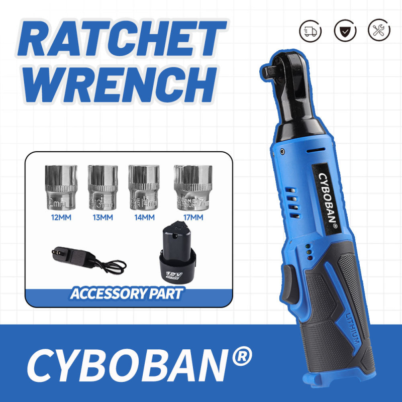 CYBOBAN 12V презареждаща литиева електрическа трещотков ключ с глава 90° и 4-позиционна дръжка