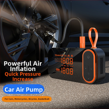 Pārnēsājams auto riepu piepūšanas pūtējs ar digitālo displeju, USB uzlāde (120 W, 7.4 V, gaisa plūsma 25 L/min)