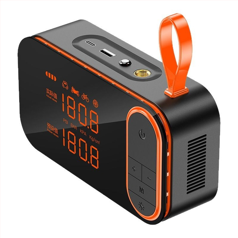Pereinamas automobilio padangų pūtimo siurblys su skaitmeniniu ekranu, USB įkrovimas (120 W, 7.4 V, oro srautas 25 L/min)