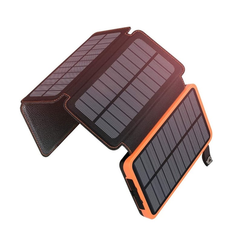 Saules enerģijas ārējā akumulatora banka – ūdensizturīga, nolokāma, 20000 mAh, saules enerģija, divvirzienu uzlāde