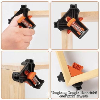 Medžio darbams stačiakampis spaustukas, 90°, reguliuojamas fiksatorius, ABS/PP medžiaga