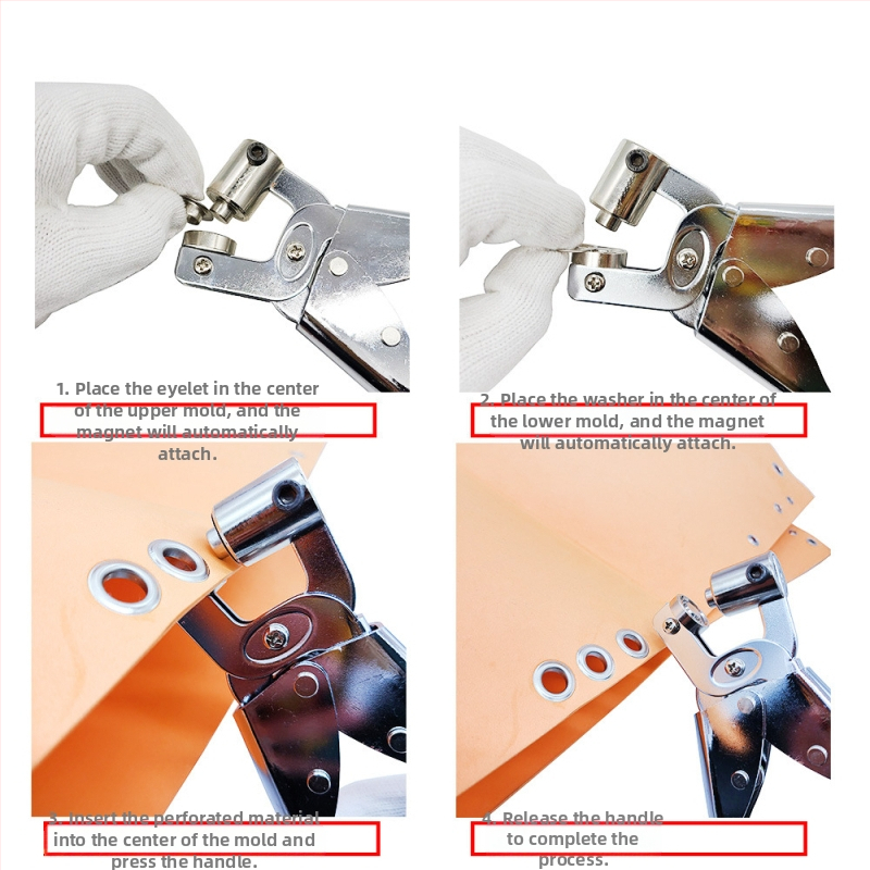 Ръчен инструмент за обков с ключалка за платнени тенти – преносим, конструкция: очен обков, материали: сплав и желязо, електропокритие