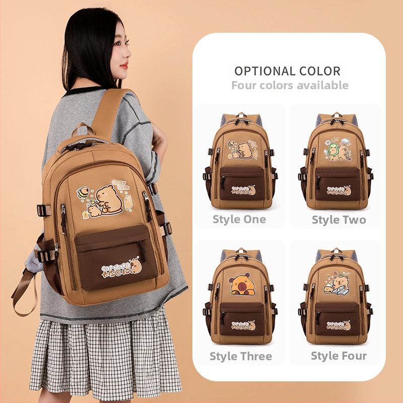 Capybara įkvėptas unisex kuprinė, lengva, talpa 20–35 L, nailonas atsparus vandeniui, tinka 10 colių nešiojamam, anime karikatūrų raštas