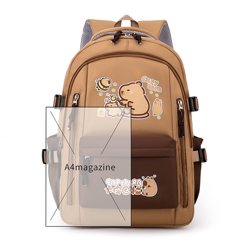 Capybara inspirirani unisex ranac, lagan, kapacitet 20–35 L, najlon vodootporan, za 10-inčni laptop, anime crtani uzorak
