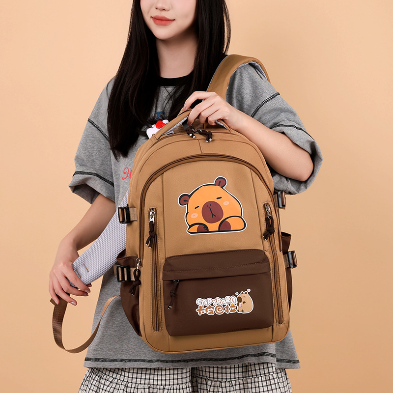 Capybara inspirirani unisex ranac, lagan, kapacitet 20–35 L, najlon vodootporan, za 10-inčni laptop, anime crtani uzorak