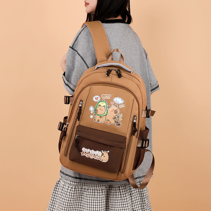 Capybara inspirirani unisex ranac, lagan, kapacitet 20–35 L, najlon vodootporan, za 10-inčni laptop, anime crtani uzorak