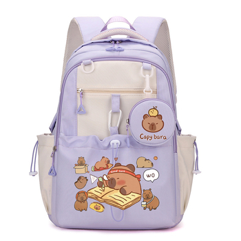 Учебна раница с капибара – Oxford плат, подплата от найлон, животински принт, намаляване на натоварването, стил за свободното време