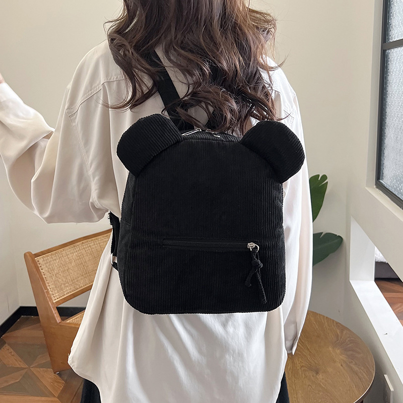 Corduroy városi hátizsák cipzárral, pamut bélés, belső zseb