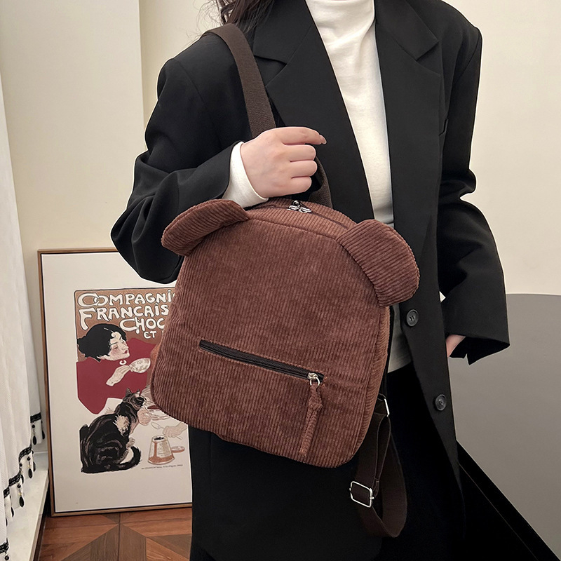 Corduroy városi hátizsák cipzárral, pamut bélés, belső zseb