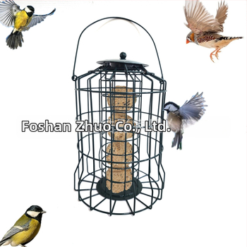 Metalinė lesyklėlė paukščiams su groteline konstrukcija ir keturiais angomis