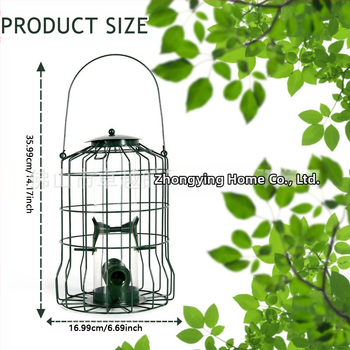 Metalinė lesyklėlė paukščiams su groteline konstrukcija ir keturiais angomis