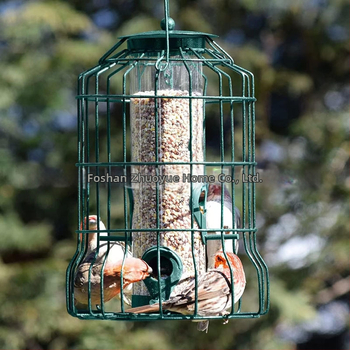 Metalinė lesyklėlė paukščiams su groteline konstrukcija ir keturiais angomis