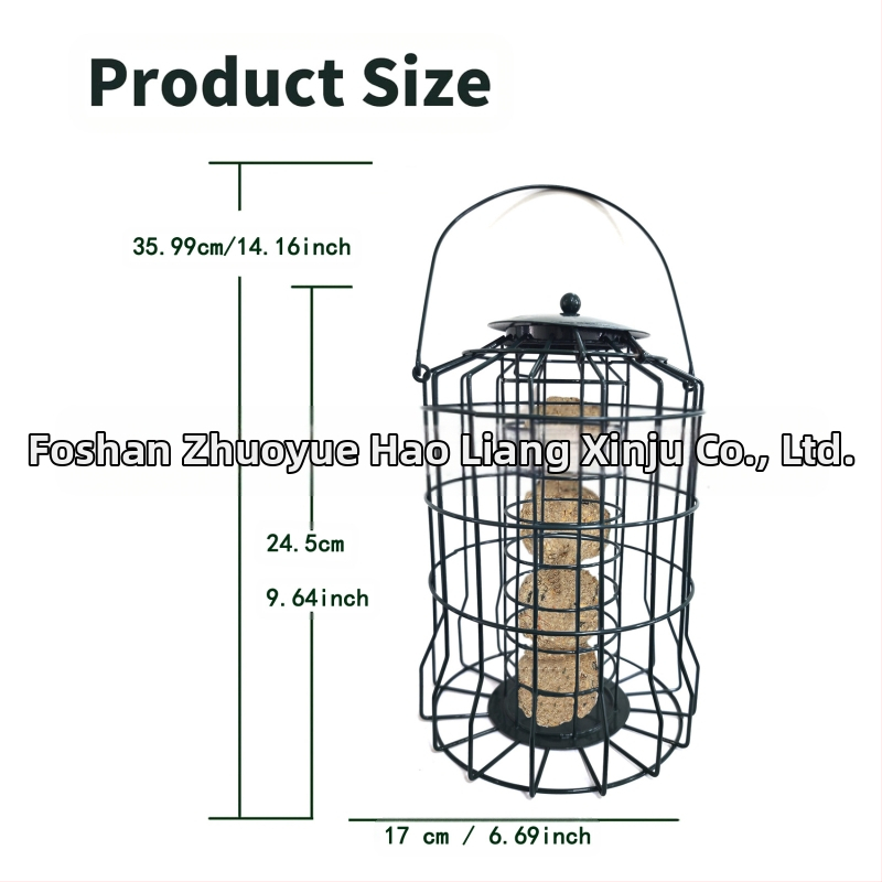 Metalinė lesyklėlė paukščiams su groteline konstrukcija ir keturiais angomis