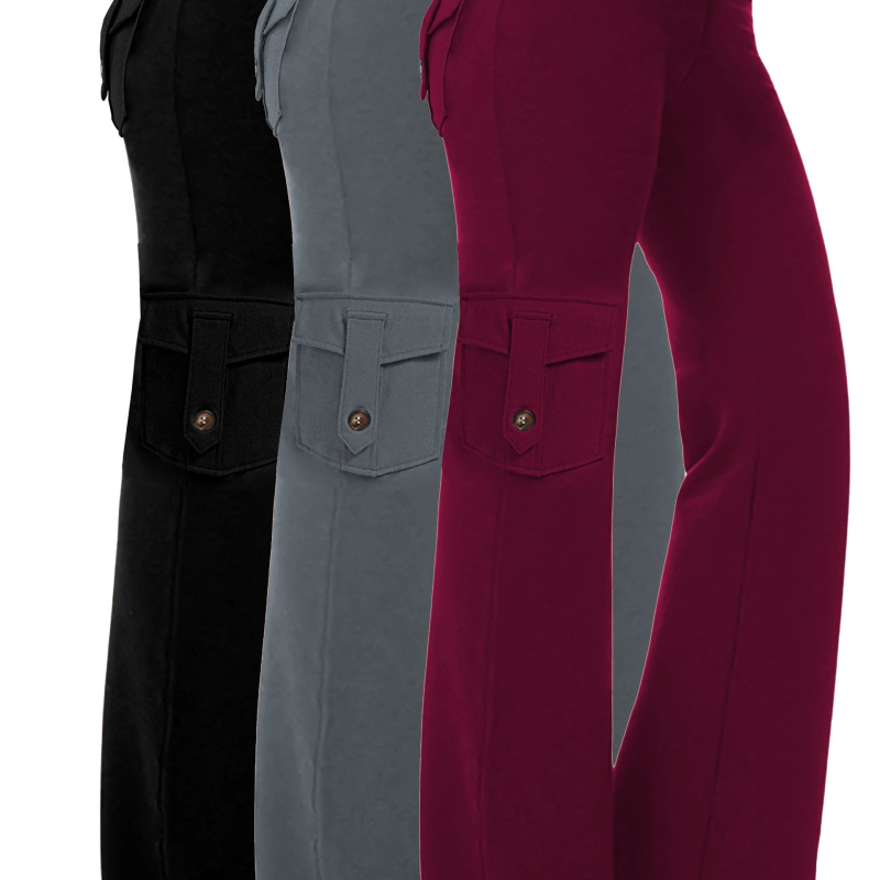 Jóga nadrág magas derék, laza szabású, háromnegyedes hossz, chenille anyag spandexszel