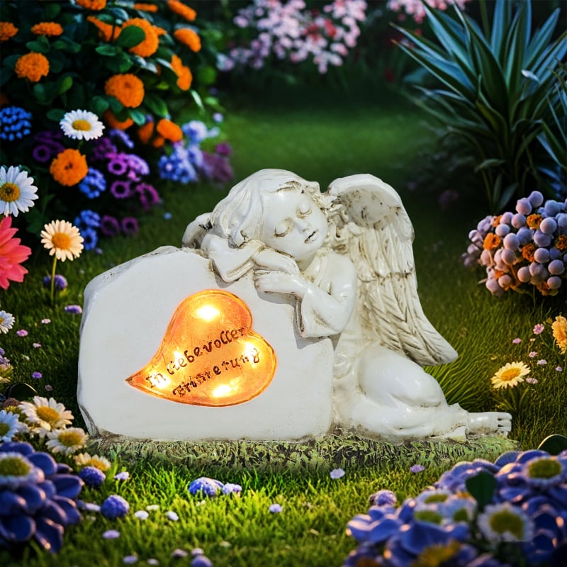 Napelemes angyal lámpa gyantából – kültéri kert dekoráció, karácsonyi sorozat, modern minimalista stílus