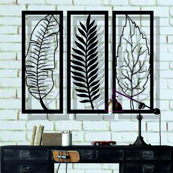 Vasból készült levél erezet falidísz - modern minimalistikus növény dekoráció, 251 g, otthonra és irodába