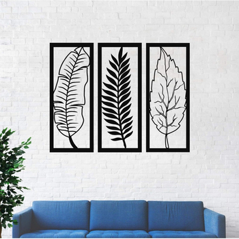 Vasból készült levél erezet falidísz - modern minimalistikus növény dekoráció, 251 g, otthonra és irodába