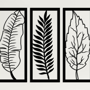 Vasból készült levél erezet falidísz - modern minimalistikus növény dekoráció, 251 g, otthonra és irodába