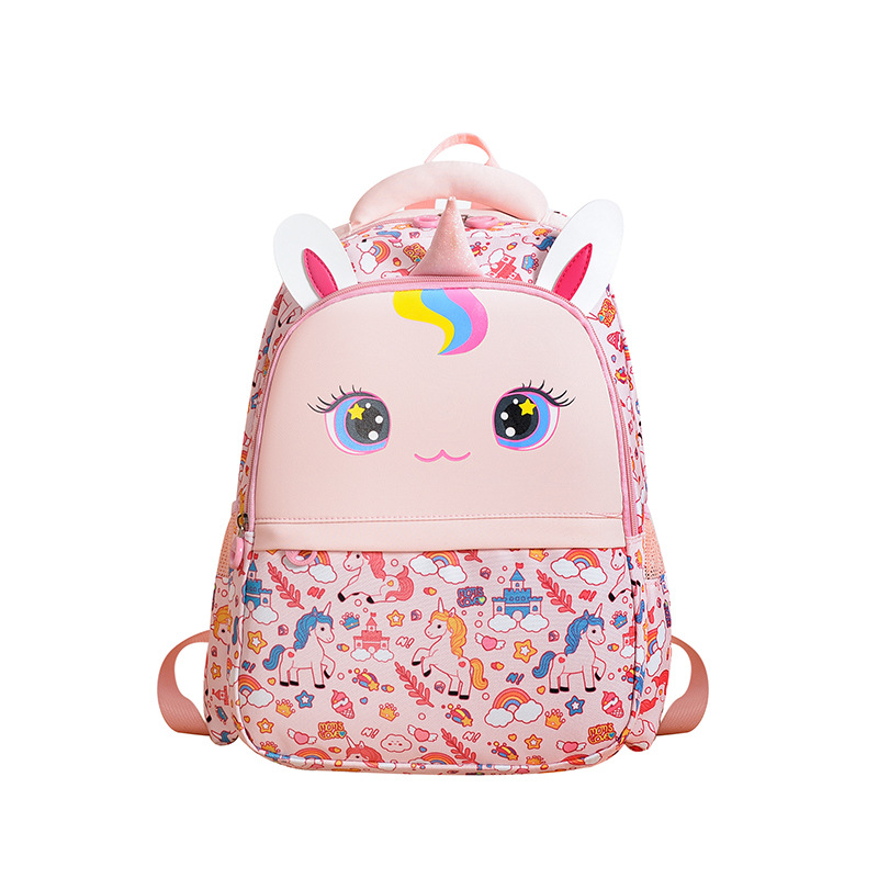 Унисекс раница за ученици за 1–2 клас, с анимационен принт, лека найлонова раница за училище, дишаща и антибактериална, презрамки с въздушна подложка