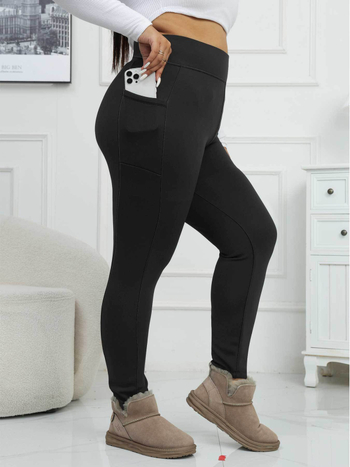 Legíny s fleecovou podšívkou, vysoký pás, dĺžka 9/10, zmes polyester-spandex, kávové velúr