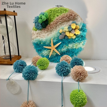 мъхест гоблен, ръчно тъкане, детски анимационен стил, холна декорация, смес от овча вълна и полиамид