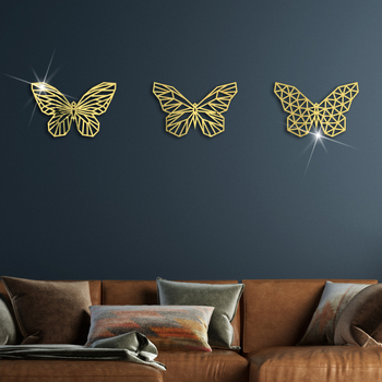 Αυτοκόλλητο τοίχου-καθρέφτης με γεωμετρικό μοτίβο πεταλούδας, ακρυλικό, αδιάβροχο, κατάλληλο για σαλόνι και υπνοδωμάτιο