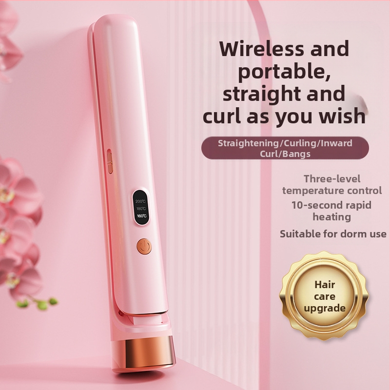 Двуфункционален USB презареждаем уред за изправяне и къдрене на коса, 220V, 25W, 300 g, модел 001