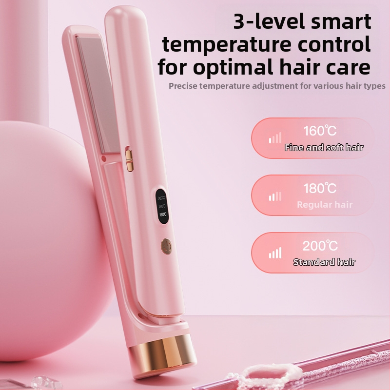 Двуфункционален USB презареждаем уред за изправяне и къдрене на коса, 220V, 25W, 300 g, модел 001