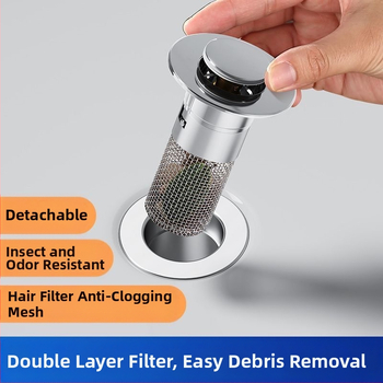 Καπάκι αποχέτευσης νιπτήρα, καθολικού τύπου bounce (ABS + ανοξείδωτο χάλυβα, χαλκού πυρήνας)