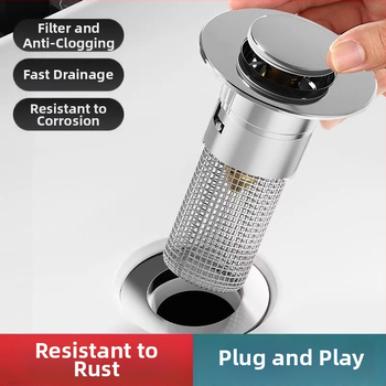 Καπάκι αποχέτευσης νιπτήρα, καθολικού τύπου bounce (ABS + ανοξείδωτο χάλυβα, χαλκού πυρήνας)