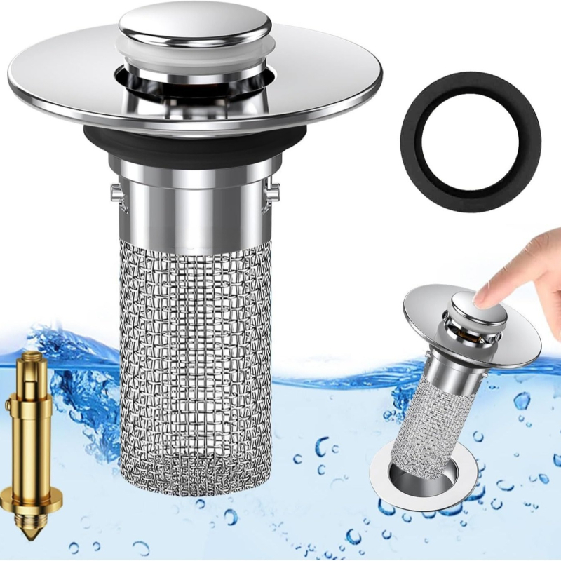 Καπάκι αποχέτευσης νιπτήρα, καθολικού τύπου bounce (ABS + ανοξείδωτο χάλυβα, χαλκού πυρήνας)