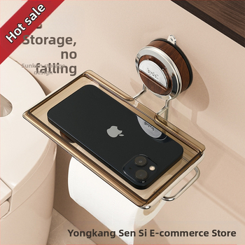 Sieninis popieriaus rulono laikiklis su siurbimo kilpeliu, marmuro raštas, stačiakampė forma, skandinaviškas stilius