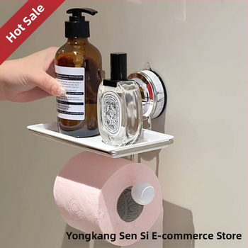 Sieninis popieriaus rulono laikiklis su siurbimo kilpeliu, marmuro raštas, stačiakampė forma, skandinaviškas stilius