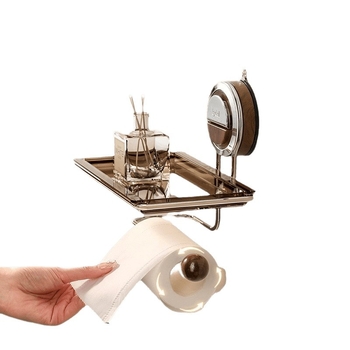 Sieninis popieriaus rulono laikiklis su siurbimo kilpeliu, marmuro raštas, stačiakampė forma, skandinaviškas stilius