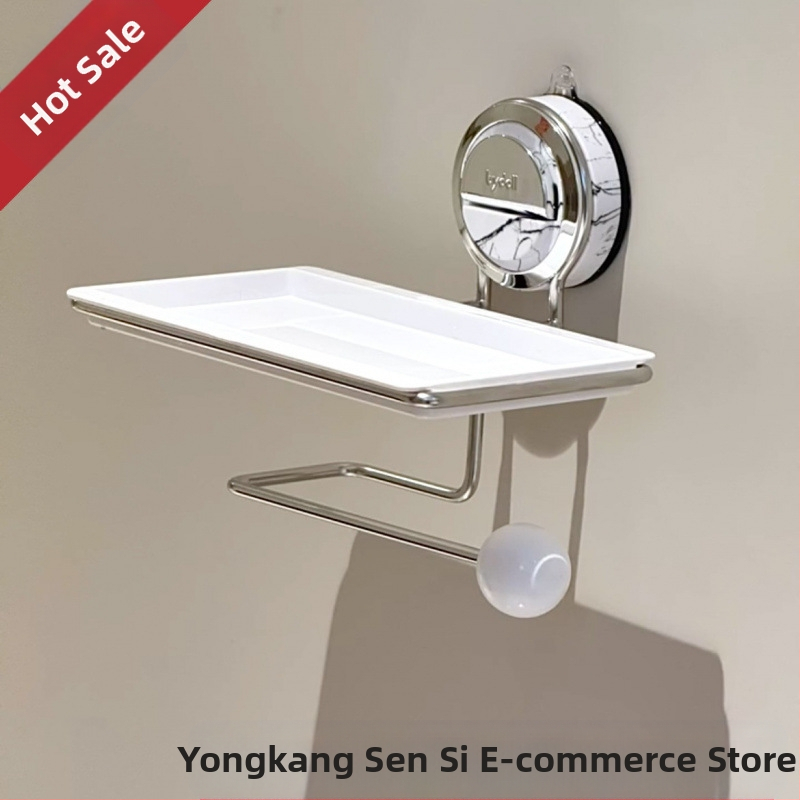 Nástenný držiak papierových utierok s vákuovým uchytením, mramorový vzor, štvorcový tvar, nordický štýl