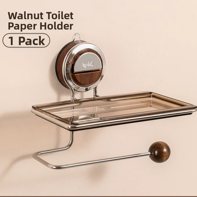 Sieninis popieriaus rulono laikiklis su siurbimo kilpeliu, marmuro raštas, stačiakampė forma, skandinaviškas stilius