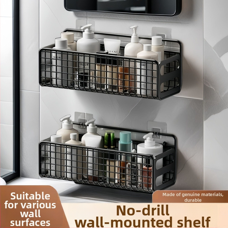 Sieninis plieninis laikymo laikiklis vonios kambariui ir virtuvei, 1 lentyna, paprastas ir šiuolaikiškas stilius, be gręžimo