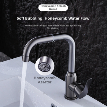 Robinet din oțel inoxidabil, rotativ pentru chiuvetă – ventil ceramic cu nucleu, 1.0 MPa, structură cu articuație unică