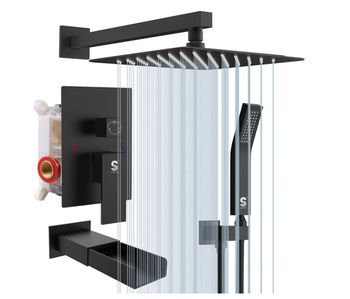 Vandens krioklio stiliaus vonios maišytuvo su dušu, įstatomas į sieną, modelis 192, darbinė temperatūra 0–99°C
