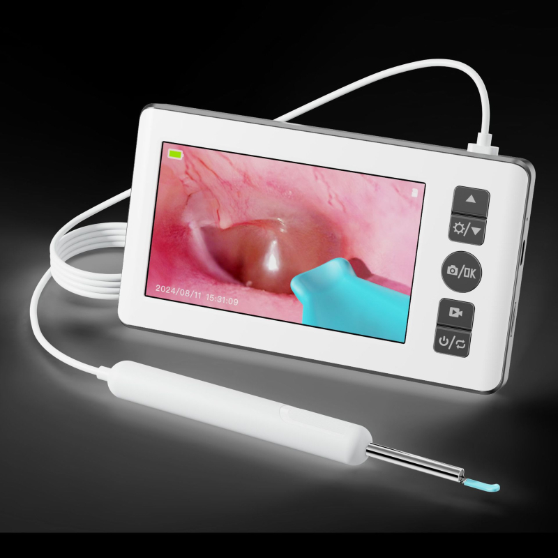 Οπτικό ενδοσκόπιο αυτιού με πολυλειτουργικό σετ κουταλιών αυτιών (παιδικά και φωτιζόμενα), ABS πλαστικό, οθόνη Ultra HD, για φροντίδα κατοικίδιων