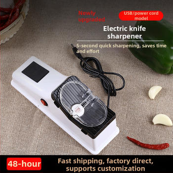 Kompaktiškas elektrinis peilių ašiklis – deimanto ir dervos diskas, dvigubam naudojimui peiliams ir žirklėms, 2022 m. modelis, logotipas įtrauktas, šiuolaikinis dizainas