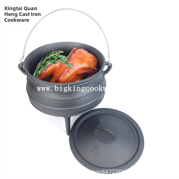 Tryjų kojų ketaus puodas su pakabiniu košeliu, be dengimo, modelis BK-2913, talpa daugiau nei 5 litrai