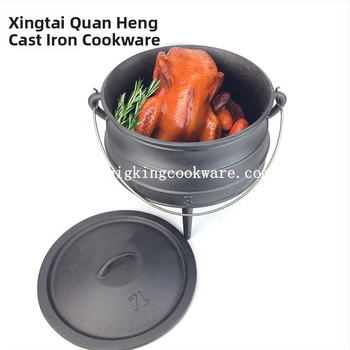 Tryjų kojų ketaus puodas su pakabiniu košeliu, be dengimo, modelis BK-2913, talpa daugiau nei 5 litrai