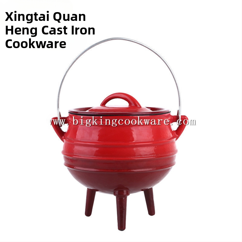 Tryjų kojų ketaus puodas su pakabiniu košeliu, be dengimo, modelis BK-2913, talpa daugiau nei 5 litrai