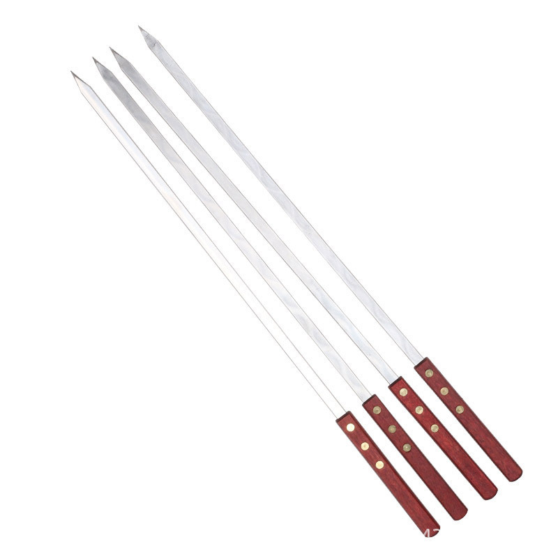 Σουβλάκια για μπάρμπεκιου με ξύλινες λαβές, ανοξείδωτος χάλυβας, Huge, 60 τεμάχια ανά κουτί, για εξωτερικούς χώρους και κάμπινγκ