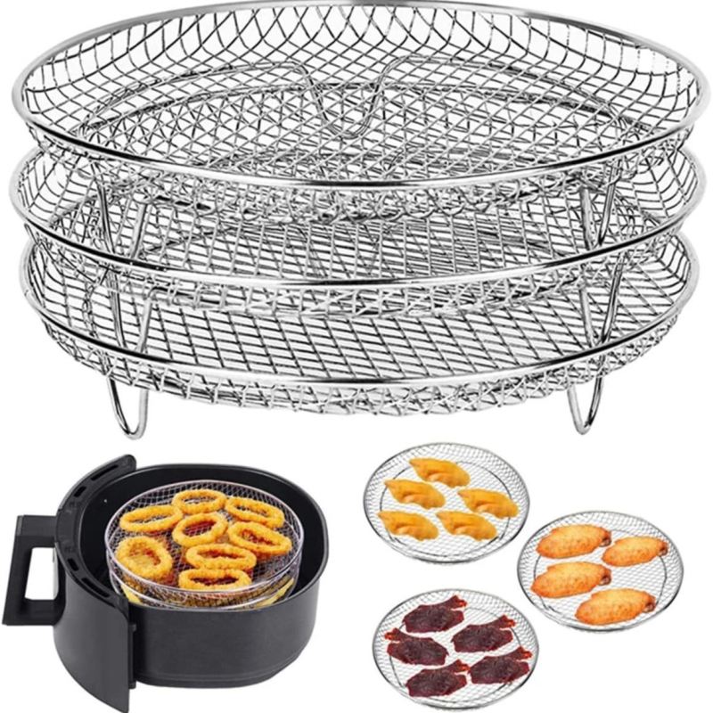 Nerūdijančio plieno trijų sluoksnių kepsninės grotelės oro kepimui – storintas džiovinimo filtravimo rėmas, poliruotas ir suvirintas