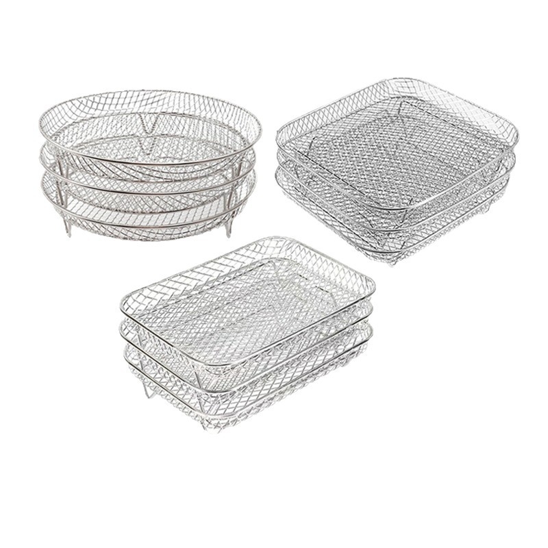 Nerūdijančio plieno trijų sluoksnių kepsninės grotelės oro kepimui – storintas džiovinimo filtravimo rėmas, poliruotas ir suvirintas