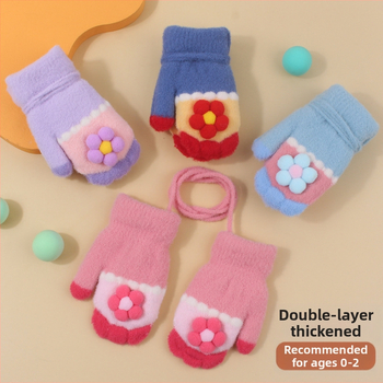 Megztos vaikų pirštinės su fliso įdėklu, animacinis raštas, unisex, amžius 0-2 metai