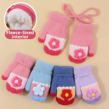 Megztos vaikų pirštinės su fliso įdėklu, animacinis raštas, unisex, amžius 0-2 metai